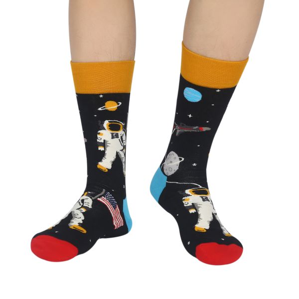 Mens Space Novelty Crew Socks Funny Crazy Socks Alien Astronaut Casual Socks