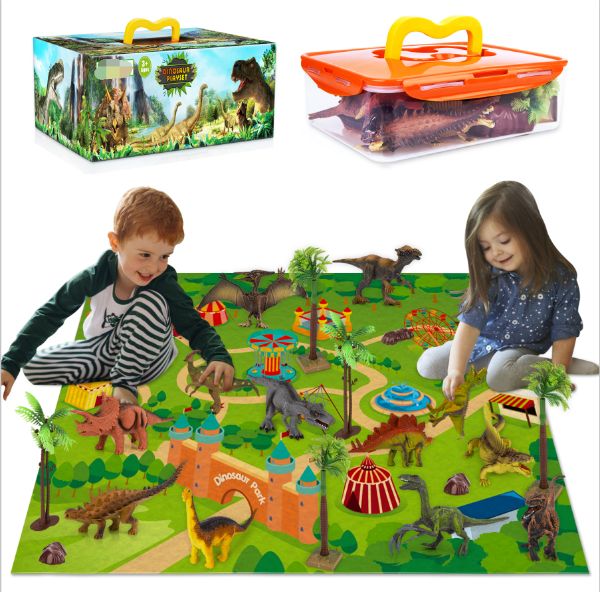 dinosaur toys set with playmat and carry case -savesoo.com