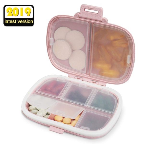 Portable Pill Organizer, 8 Compartments Travel Pill Organizer Daily ...