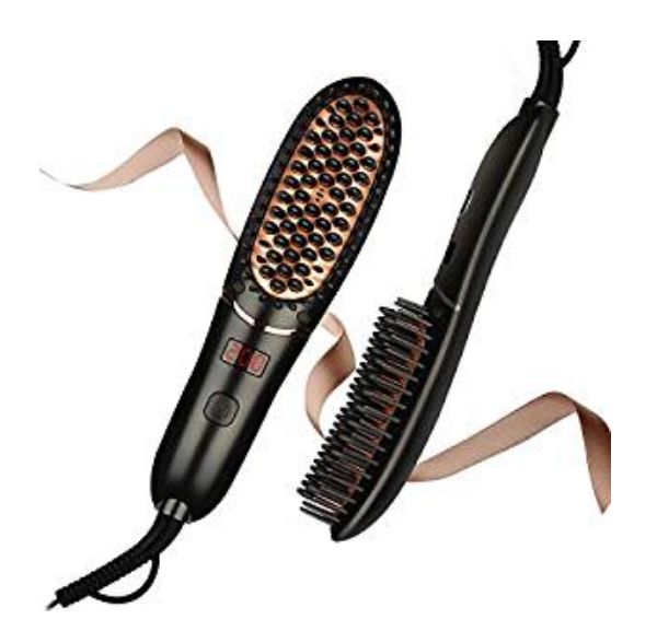 Hair Straightener Brush, Ionic Hair Straightening Brush with Anti-Scald ...