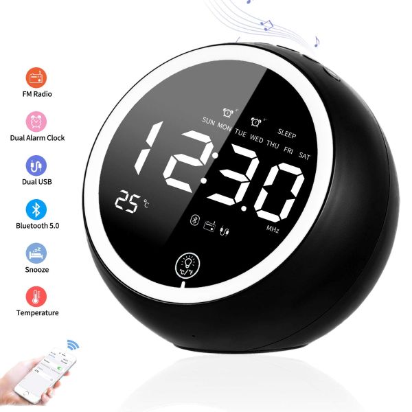 Digital Alarm Clock Bluetooth Speaker Radio Alarm Clock For