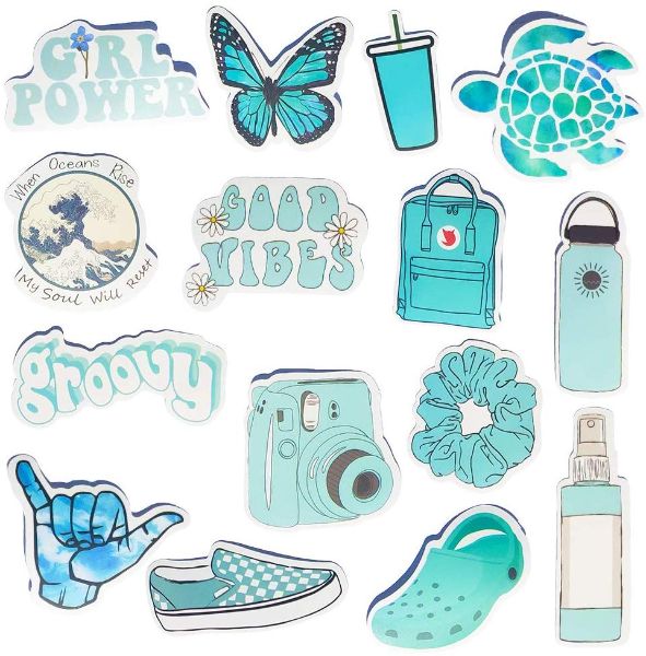 Blue Vsco Stickers for Hydro Flask Water Bottle Teens Girls -savesoo.com