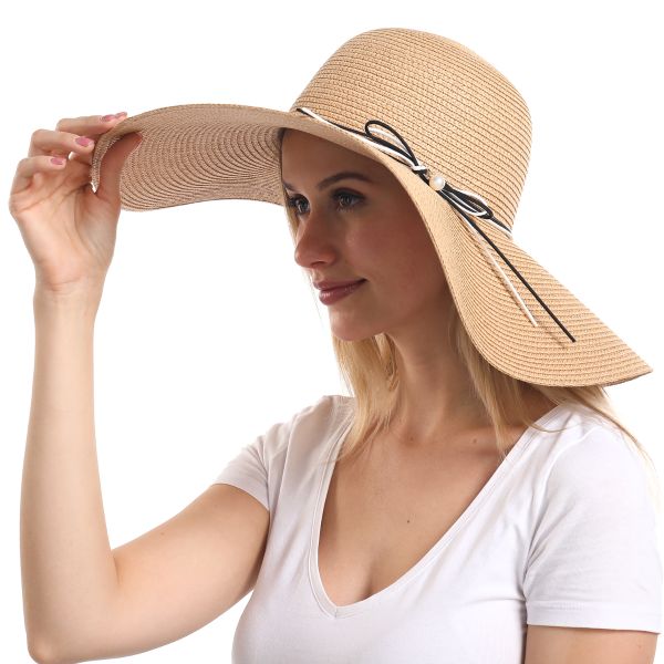 Women's Wide Brim Sun Hat with Wind Lanyard- UPF 50+ hat,Maximum UV ...