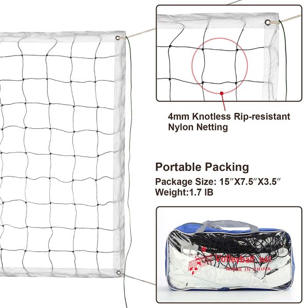 Sports Replacement Volleyball Net with High Strength Cable, Reinforced ...