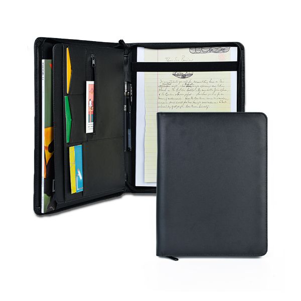 Leather Portfolio A4 Zippered Business Padfolio Resume Document File ...