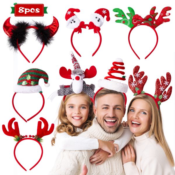 Reindeer Antler and Santa Hat Headband Hats-savesoo.com